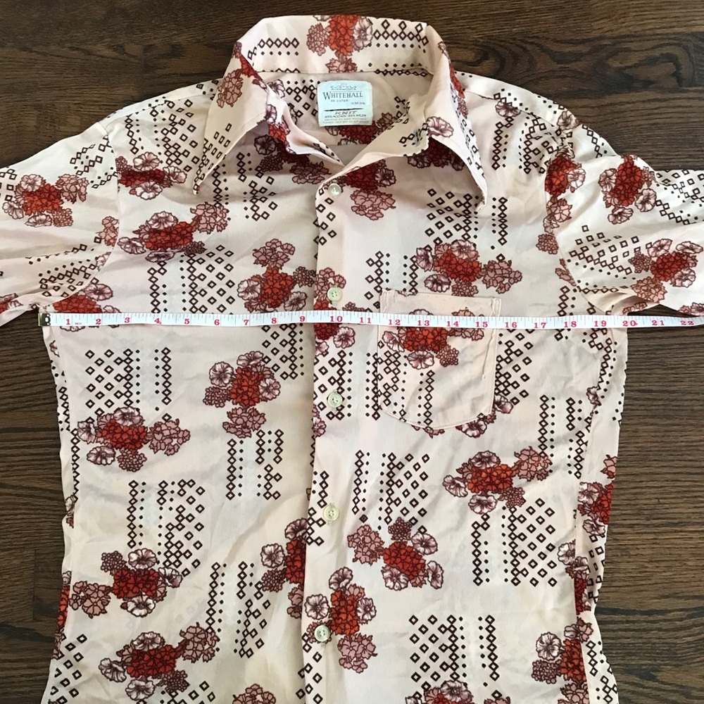 Vtg 60s 70s Whitehall Disco Shirt Mens M Pink